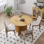 Tavolo da pranzo rotondo in legno massello 42x42, finitura naturale, gambe arcuate, 4 posti