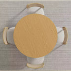 Tavolo da pranzo rotondo in legno massello 42x42, finitura naturale, gambe arcuate, 4 posti