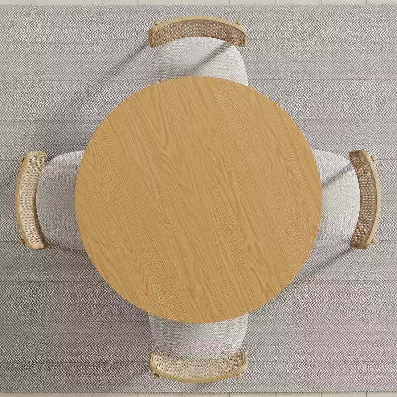 Tavolo da pranzo rotondo in legno massello 42x42, finitura naturale, gambe arcuate, 4 posti
