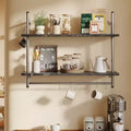 Bestier Industrial 2-Tier Wall-Mounted Bookshelf Plant Stand Shelf Baker's Racks with 8 S-Hooks