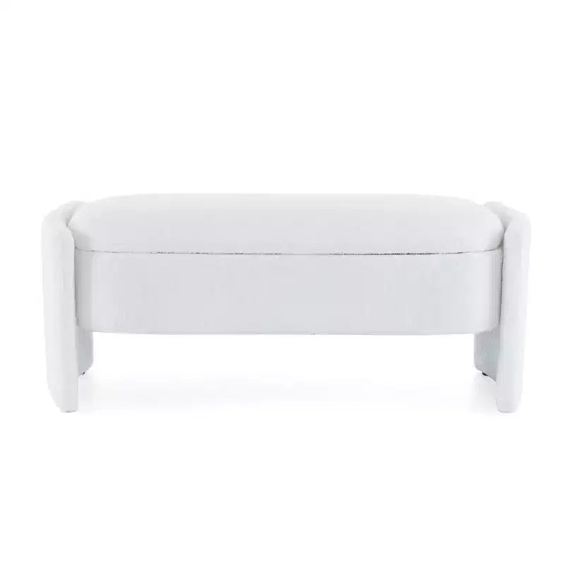 Grande panca poggiapiedi contenitore versatile, beige, capacità 113 kg