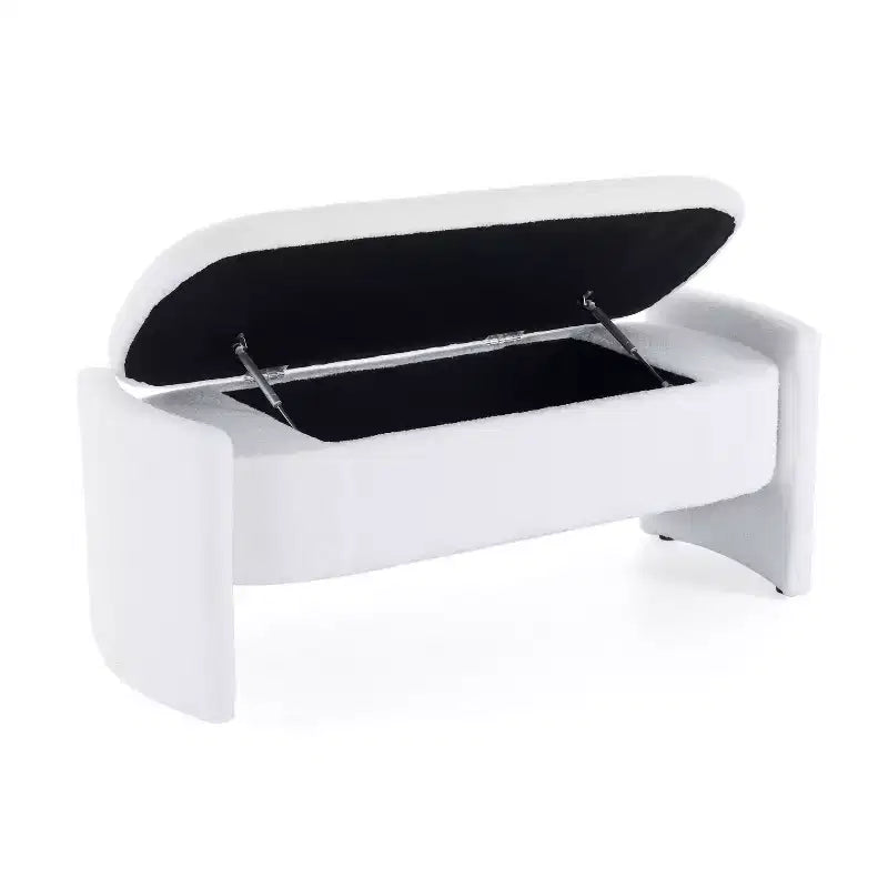 Grande panca poggiapiedi contenitore versatile, beige, capacità 113 kg