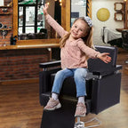 Seggiolino Rialzo per Salone per Bambini, Cuscino per Poltrona da Barbiere, Oversize, Ecopelle Nera