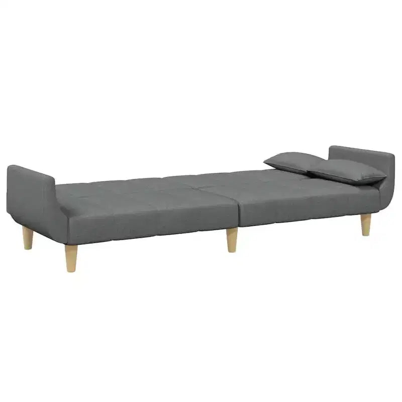 2-Seater Sofa Bed with Footstool, Dark Gray Polyester, Convertible