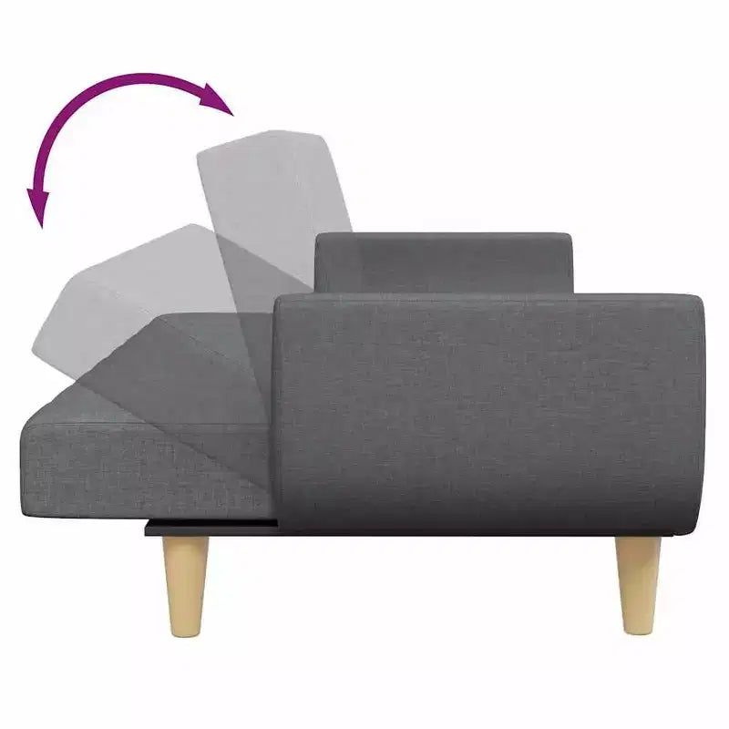 2-Seater Sofa Bed with Footstool, Dark Gray Polyester, Convertible