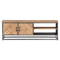 vidaXL Acacia Wood TV Stand - A Robust and Stylish TV Cabinet with Ample Storage, Natural Wood Grain Finish and Sturdy Steel Base