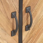 Mobile Porta TV in Legno Massello di Acacia con Base in Acciaio, Stile Industriale, Venatura Naturale del Legno