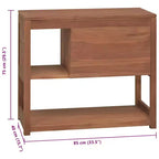 Mobile da bagno in teak massiccio, stile retrò, 85x40x75 cm