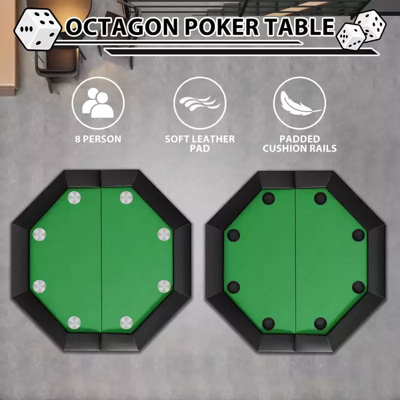 Tavolo da poker ottagonale pieghevole, gambe in ferro resistenti, design salvaspazio