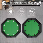 Tavolo da poker ottagonale pieghevole, gambe in ferro resistenti, design salvaspazio
