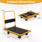 Carrello a piattaforma pieghevole da 660 libbre, carrello di spinta per magazzino, blu/giallo