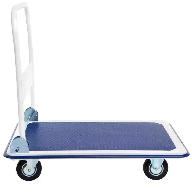 Carrello a piattaforma pieghevole da 660 libbre, carrello di spinta per magazzino, blu/giallo