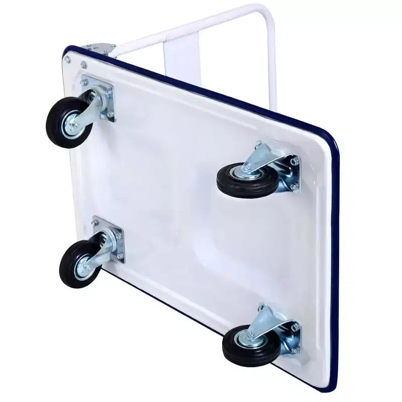 Carrello a piattaforma pieghevole da 660 libbre, carrello di spinta per magazzino, blu/giallo