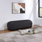 Panca rivestita in tessuto ciniglia, Stile Mid-Century Modern, Nera, Struttura in legno massello