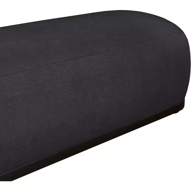 Panca rivestita in tessuto ciniglia, Stile Mid-Century Modern, Nera, Struttura in legno massello