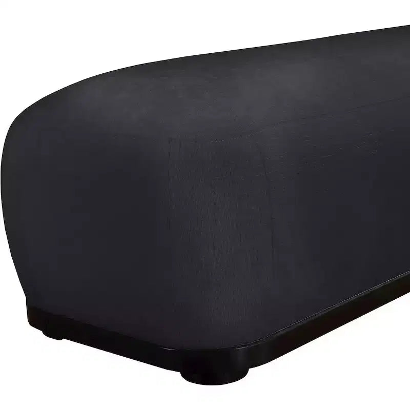 Panca rivestita in tessuto ciniglia, Stile Mid-Century Modern, Nera, Struttura in legno massello