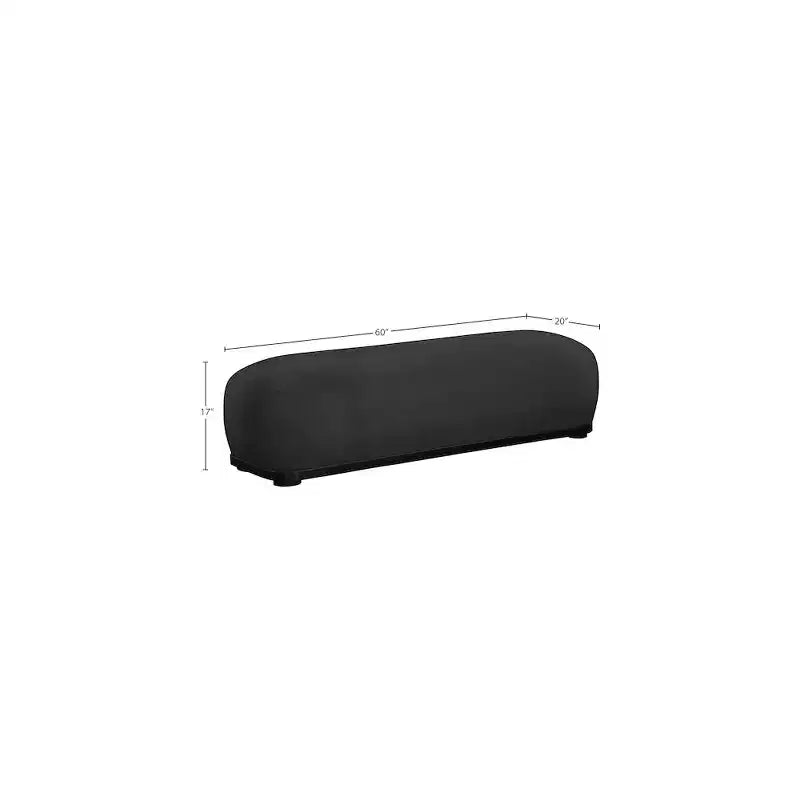 Panca rivestita in tessuto ciniglia, Stile Mid-Century Modern, Nera, Struttura in legno massello