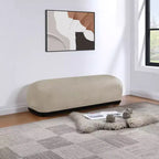 Panca rivestita in tessuto ciniglia, Stile Mid-Century Modern, Nera, Struttura in legno massello