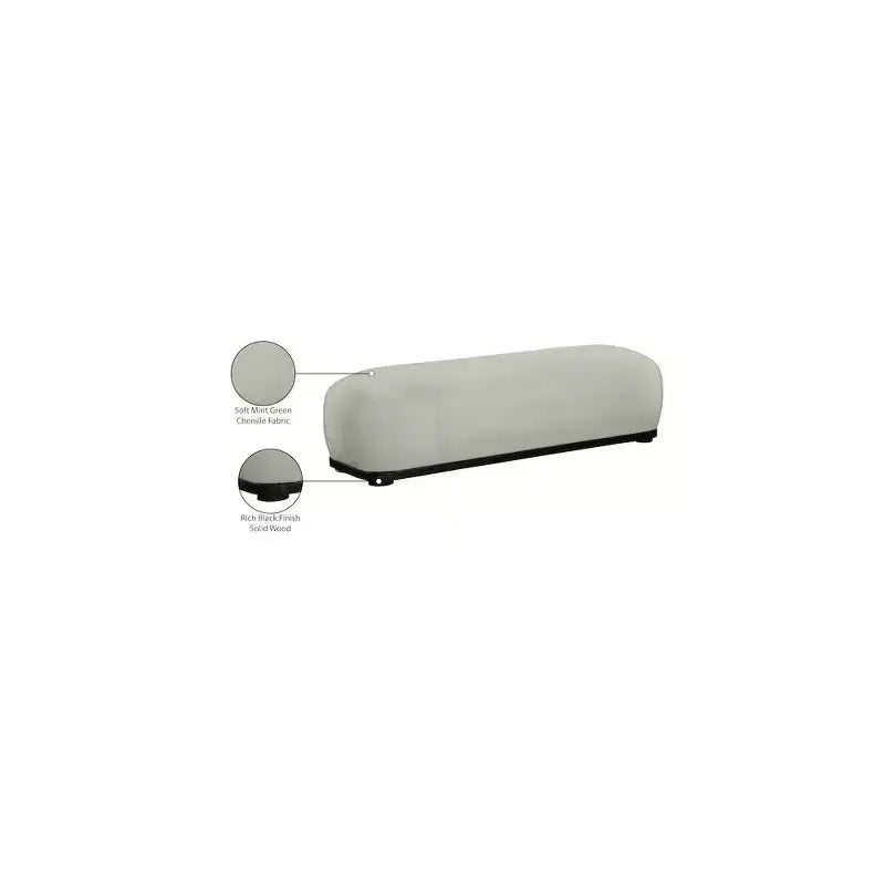Panca rivestita in tessuto ciniglia, Stile Mid-Century Modern, Nera, Struttura in legno massello