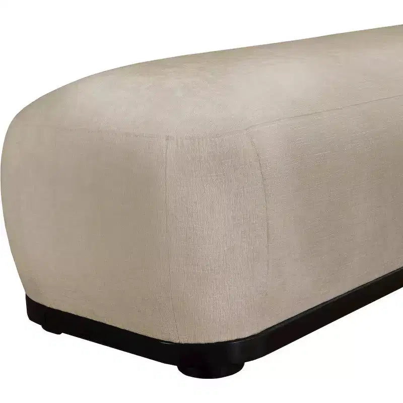 Panca rivestita in tessuto ciniglia, Stile Mid-Century Modern, Nera, Struttura in legno massello