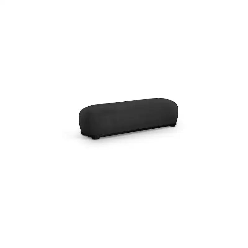 Panca rivestita in tessuto ciniglia, Stile Mid-Century Modern, Nera, Struttura in legno massello