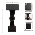 Tavolino per bevande in legno massello di mango, quadrato, nero, completamente assemblato