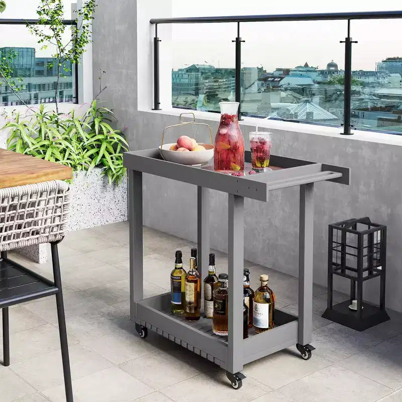 Carrello di servizio multiuso a 2 ripiani con capacità di 227 kg, ideale per casa, ufficio, patio e barbecue