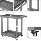 Carrello di servizio multiuso a 2 ripiani con capacità di 227 kg, ideale per casa, ufficio, patio e barbecue