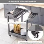 Carrello di servizio multiuso a 2 ripiani con capacità di 227 kg, ideale per casa, ufficio, patio e barbecue