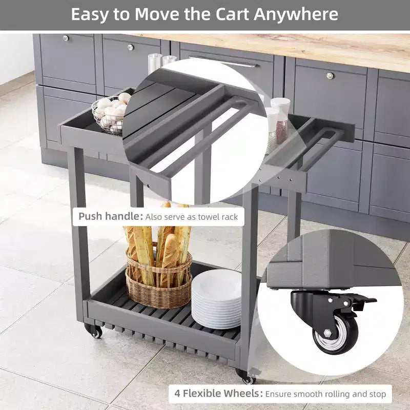 Carrello di servizio multiuso a 2 ripiani con capacità di 227 kg, ideale per casa, ufficio, patio e barbecue