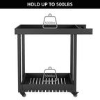 Carrello di servizio multiuso a 2 ripiani con capacità di 227 kg, ideale per casa, ufficio, patio e barbecue