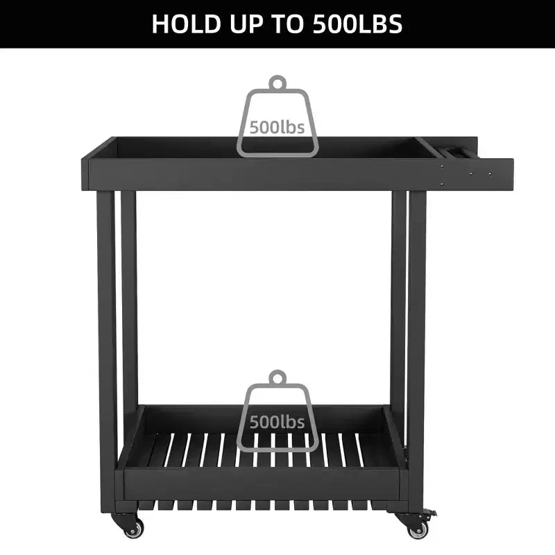 Carrello di servizio multiuso a 2 ripiani con capacità di 227 kg, ideale per casa, ufficio, patio e barbecue