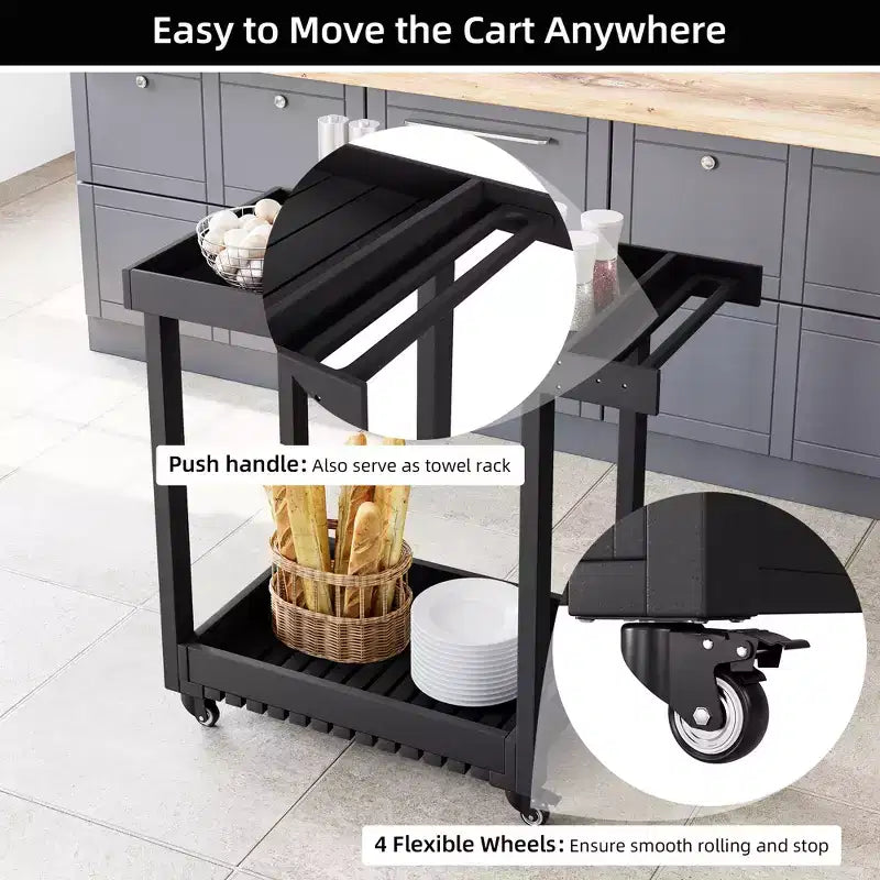 Carrello di servizio multiuso a 2 ripiani con capacità di 227 kg, ideale per casa, ufficio, patio e barbecue