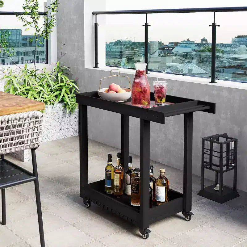 Carrello di servizio multiuso a 2 ripiani con capacità di 227 kg, ideale per casa, ufficio, patio e barbecue