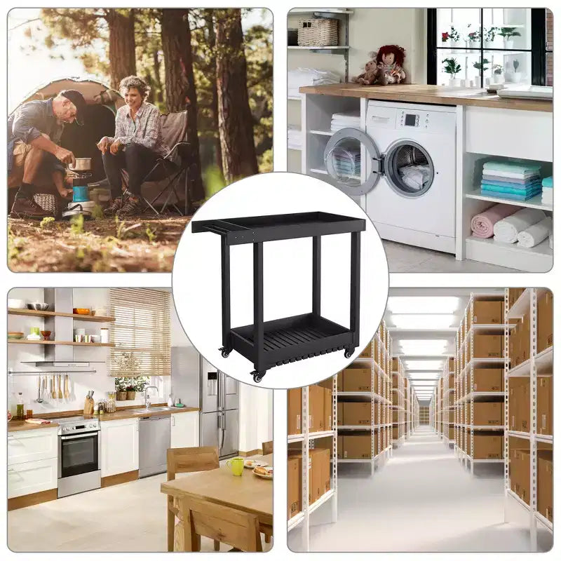 Carrello di servizio multiuso a 2 ripiani con capacità di 227 kg, ideale per casa, ufficio, patio e barbecue