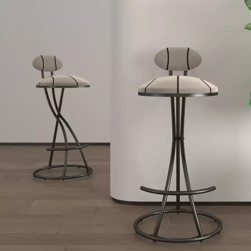 Set di 2 sgabelli da bar imbottiti a righe, moderni, in velluto, altezza bancone, colore nero, per isola cucina, sala da pranzo