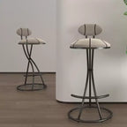 Set di 2 sgabelli da bar imbottiti a righe, moderni, in velluto, altezza bancone, colore nero, per isola cucina, sala da pranzo