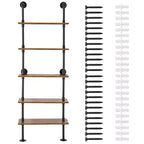VEVOR Industrial Pipe Shelf, 5 Tier 24x9.84in, Wall-Mount Floating Rustic Wood Shelves Bracket Display Bookshelf,Storage Rack Sundries Holder, Black