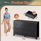 Cassettiera in legno a 6 cassetti in stile rustico, Porta TV per televisori fino a 60 pollici, Organizer per vestiti per camera da letto e soggiorno, Nero
