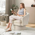Poltrona girevole, poltrona girevole da lettura a 360° in ciniglia, moderna poltrona singola per salotto con vano portaoggetti per soggiorno e camera da letto