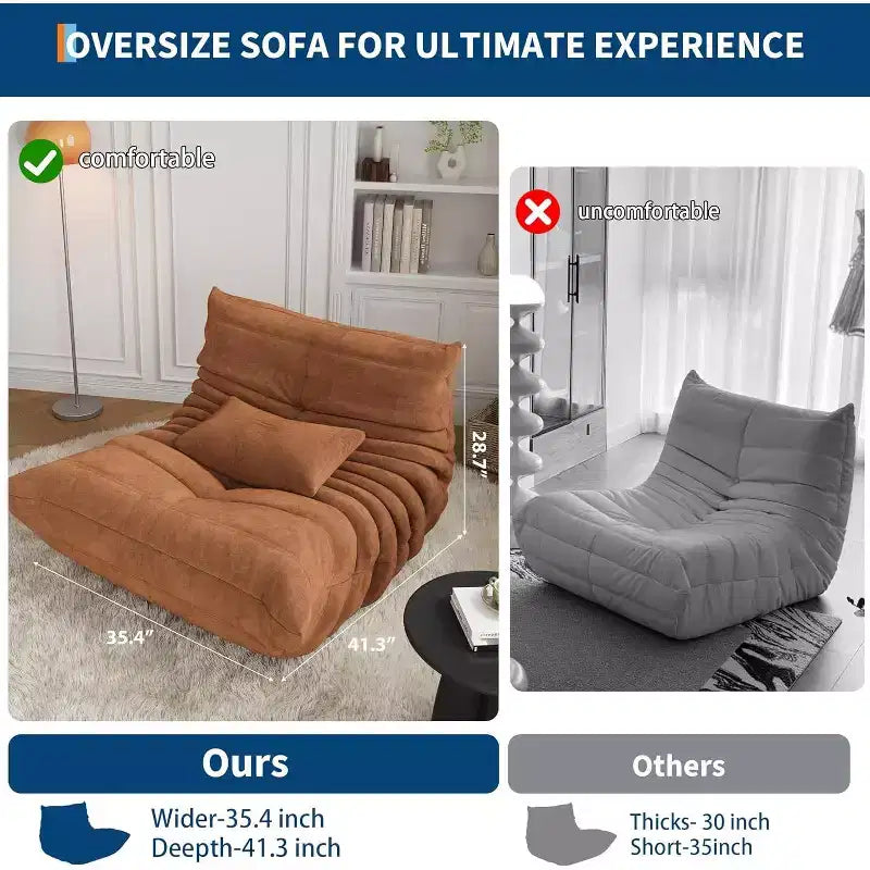 Divano sezionale modulare, Divano sacco con seduta profonda, Divani imbottiti per soggiorno, camera da letto, appartamento