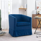 Acekool 27 Modern Swivel Chair, 360 Upholstered Sofa Chair with Plush Sponge Backrest and Wood Frame for Bedroom or Living Room, Blue