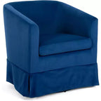 Acekool 27 Poltrona Girevole Moderna, Poltrona Imbottita a 360° con Schienale in Spugna Felpata e Struttura in Legno per Camera da Letto o Soggiorno, Blu