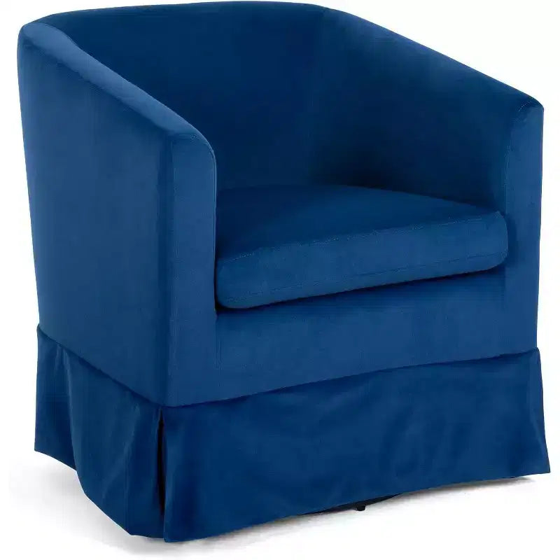Acekool 27 Poltrona Girevole Moderna, Poltrona Imbottita a 360° con Schienale in Spugna Felpata e Struttura in Legno per Camera da Letto o Soggiorno, Blu