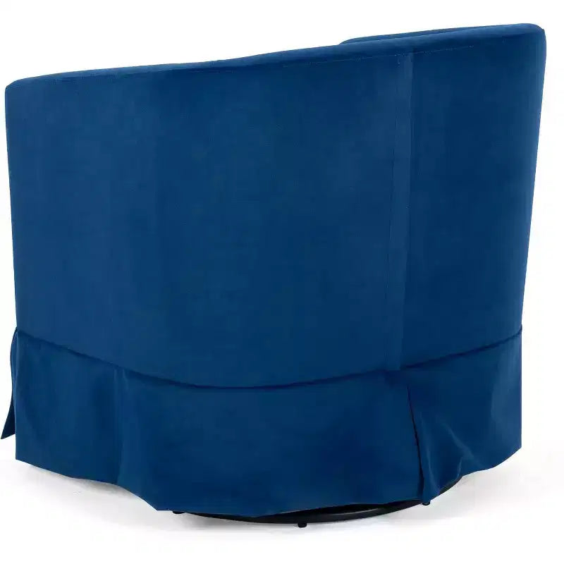 Acekool 27 Poltrona Girevole Moderna, Poltrona Imbottita a 360° con Schienale in Spugna Felpata e Struttura in Legno per Camera da Letto o Soggiorno, Blu
