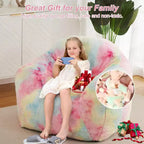 Poltrona sacco, 32x39x28 in pelliccia sintetica con imbottitura in schiuma - Divano pigro per adulti per soggiorno, dormitorio, lettura, giochi, rosa