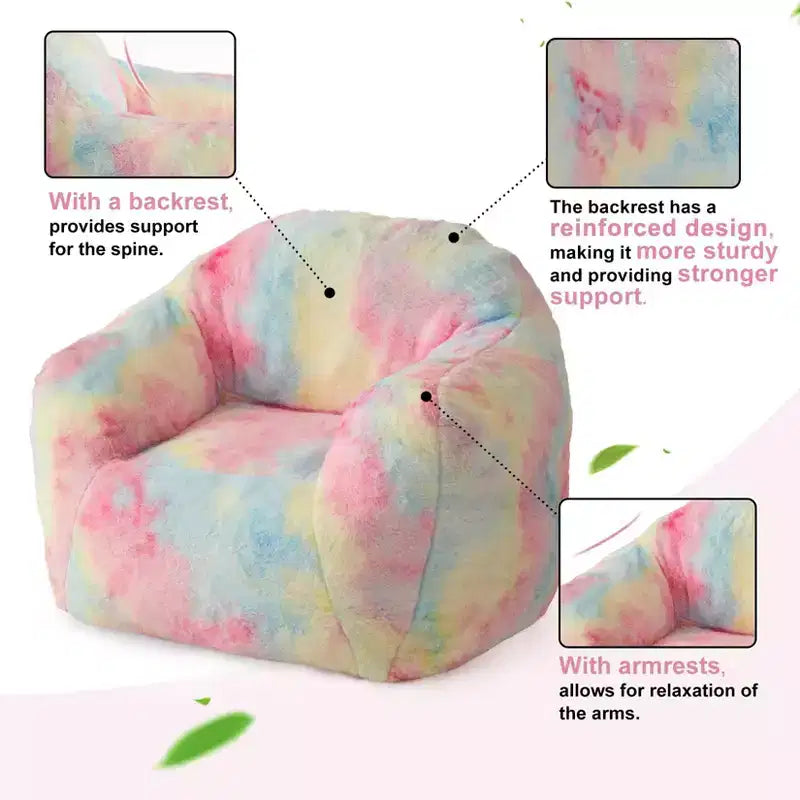 Poltrona sacco, 32x39x28 in pelliccia sintetica con imbottitura in schiuma - Divano pigro per adulti per soggiorno, dormitorio, lettura, giochi, rosa