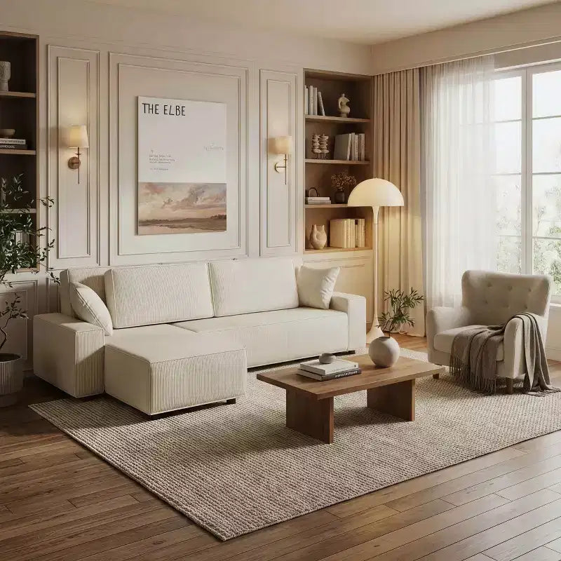 Divano componibile a L di grandi dimensioni da 96 pollici con chaise longue, divano modulare moderno minimalista con seduta profonda per soggiorno