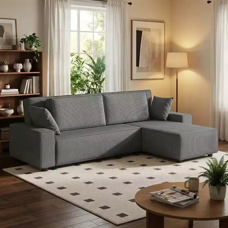 Divano componibile a L di grandi dimensioni da 96 pollici con chaise longue, divano modulare moderno minimalista con seduta profonda per soggiorno
