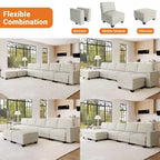 GustoWave 140 Divano Sezionale Modulare con Pouf Contenitori, Divano Letto Convertibile a U, Divano a L Moderno in Velluto a Coste a 7 Posti